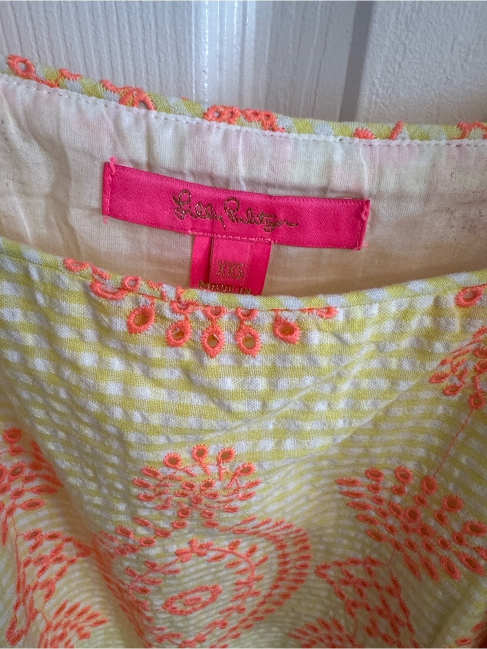 Lilly Pulitzer Yellow Top with Neon Orange Embroidery